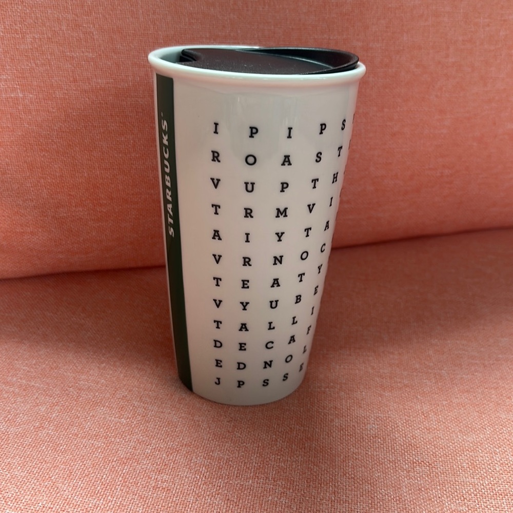 Starbucks Coffee Ceramic Travel Coffee Latte Cup Mug Tumbler Word Search 2016